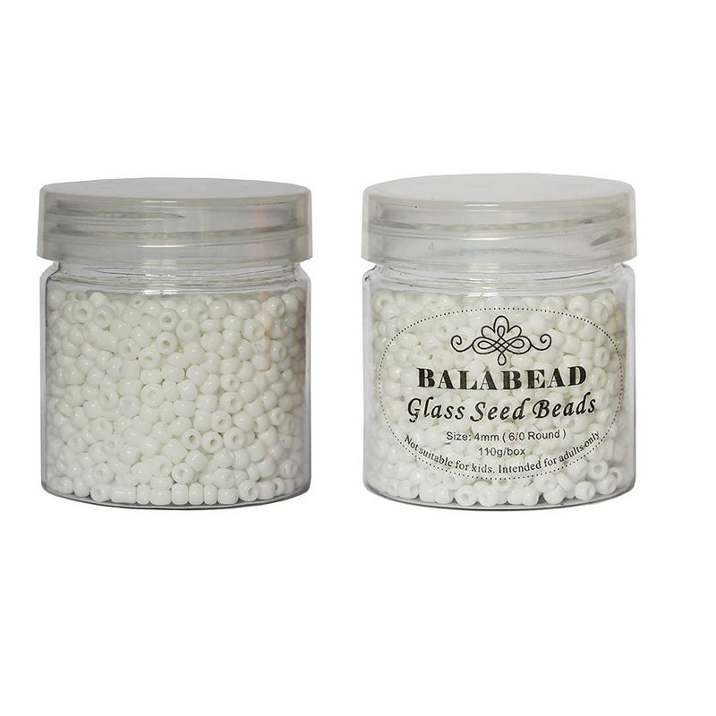 Bala&Fillic White Color 4mm Seed Beads About 1400pcs in Box 6/0 Glass Craft Seed Beads for Jewelry Making (White) - Image 3